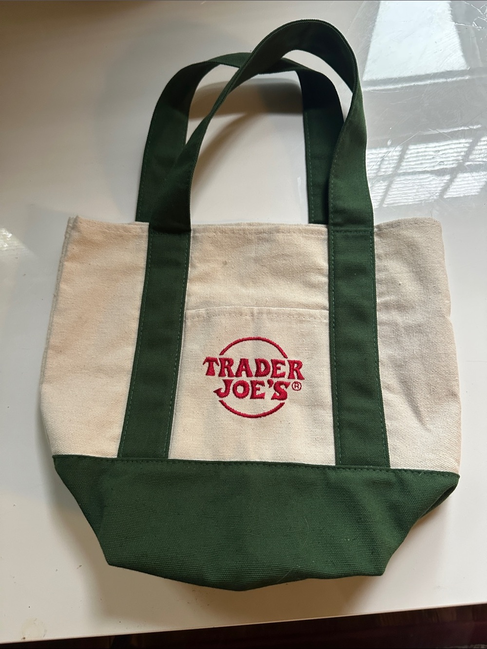 Green & Cream MINI Canvas Tote Bag